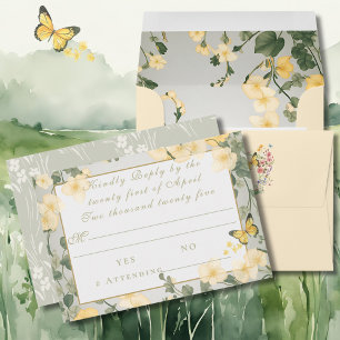 Placa RSVP de Casamento de Jardim de Flores Selvag