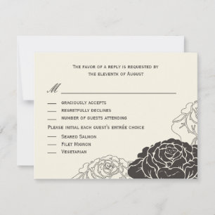 Placa RSVP de Casamento de Jardim rosa - Carvão
