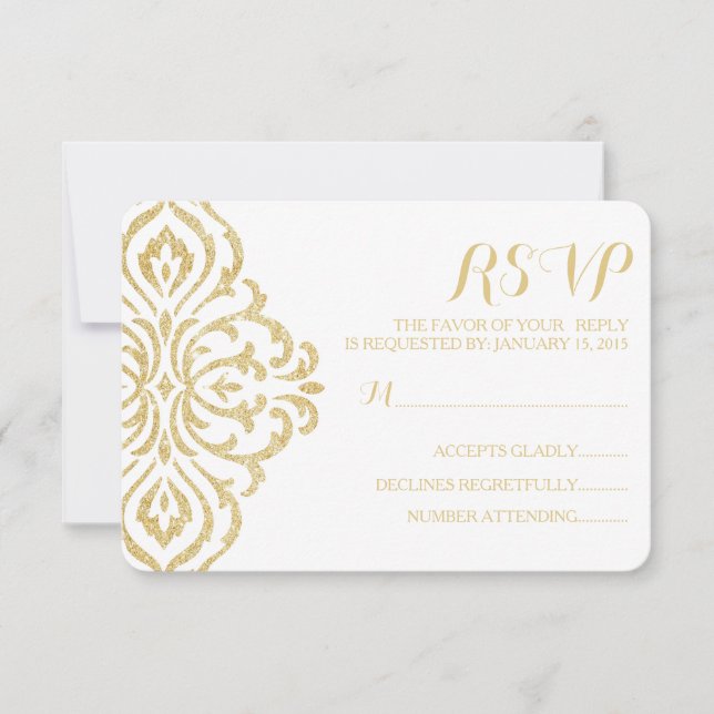 Placa RSVP de Casamento de Legance de Glamor Vinta (Frente)