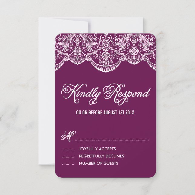 Placa RSVP de Casamento de Localidade de Brocade R (Frente)