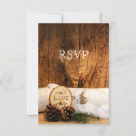 Placa RSVP de Casamento de Madeira em Rustic Birch