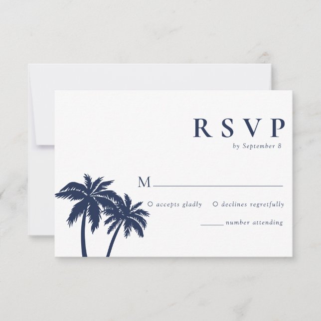 Placa RSVP de Casamento de Marinho de Praia Tropic (Frente)