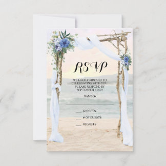 Placa RSVP de Casamento de Orquídea Azul Sunset Be