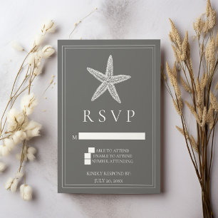Placa RSVP de Casamento de Peixe Estrelado cinza