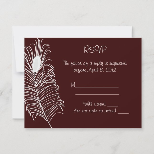 Placa RSVP de Casamento de pena (Frente)