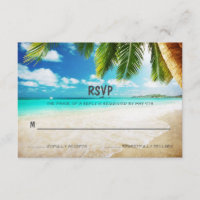 Placa RSVP de Casamento de Praia da Ilha Tropical