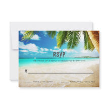 Placa RSVP de Casamento de Praia da Ilha Tropical