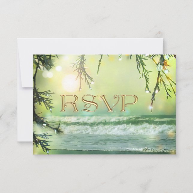 Placa RSVP de Casamento de Praia de Luzes de Aparê (Frente)