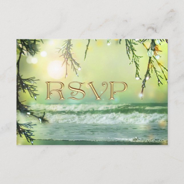 Placa RSVP de Casamento de Praia de Luzes de Aparê (Frente)