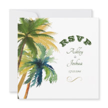 Placa RSVP de Casamento de Praia de Palm Trees