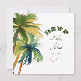 Placa RSVP de Casamento de Praia de Palm Trees