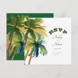 Placa RSVP de Casamento de Praia de Palm Trees