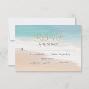 Placa RSVP de Casamento de Praia Sandy Beach Theme