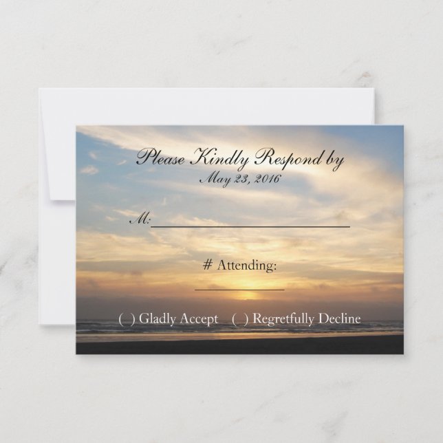 Placa RSVP de Casamento de Praia Sunset (Frente)