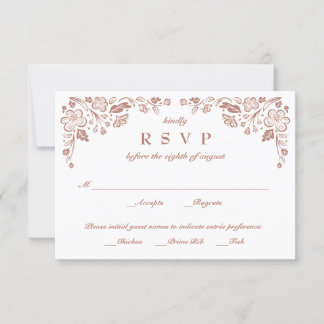 Placa RSVP de Casamento de Quadro Florid Rosa Dour