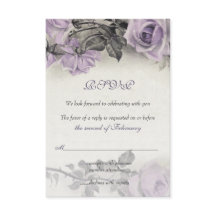Placa RSVP de Casamento de Rosa de Purple da Sterl
