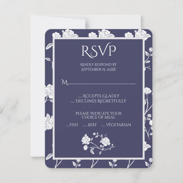 Placa RSVP de Casamento de Rosa marinho (Frente)