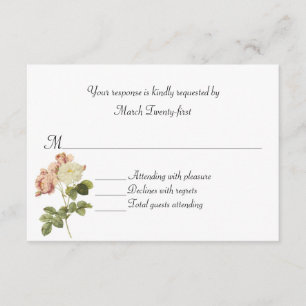 Placa RSVP de Casamento de Rosas Chic Vintage