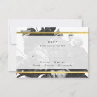 Placa RSVP de Casamento de Rose Dourada Negra