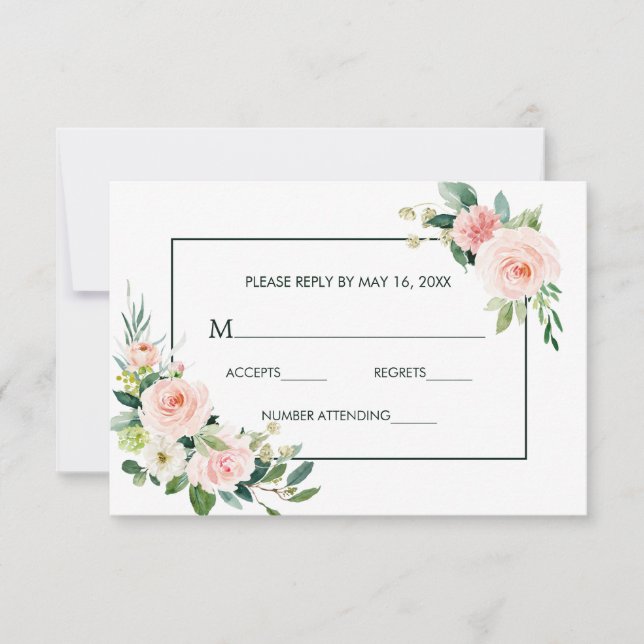 Placa RSVP de Casamento de Sangue Rosa-Blush (Frente)