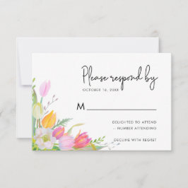 Placa RSVP de Casamento de Script de Tulip Rosa Wa