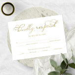 Placa RSVP de Casamento de Script Gold Elegante Si<br><div class="desc">Cartão RSVP de Casamento de Script Gold Foil Gold Elegante</div>