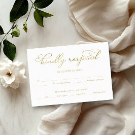 Placa RSVP de Casamento de Script Gold Elegante Si