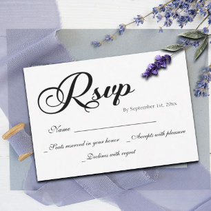 Placa RSVP de Casamento de Script Moderno