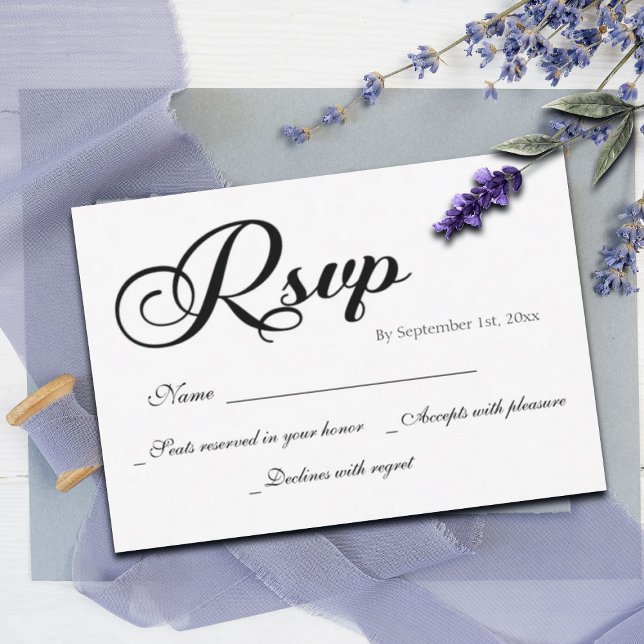 Placa RSVP de Casamento de Script Moderno (Criador carregado)