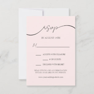Placa RSVP de Casamento de Script Moderno Cor-de-R