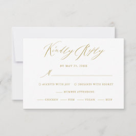 Placa RSVP de Casamento de Script Moderno Dourado