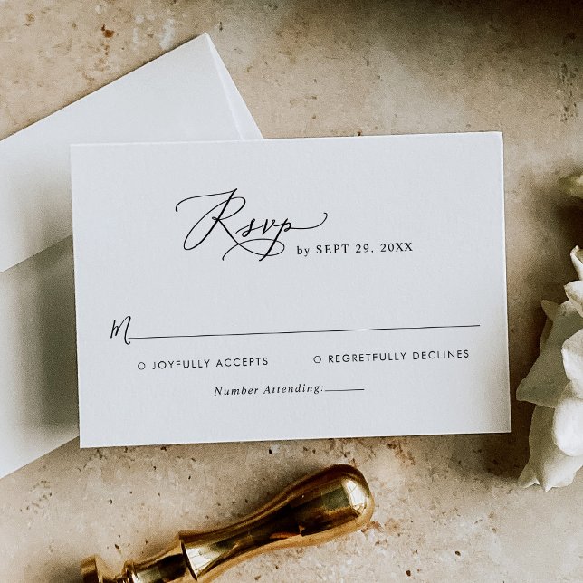 Placa RSVP de Casamento de Script Moderno Minimali (Criador carregado)