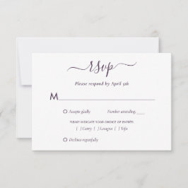 Placa RSVP de Casamento de Script Moderno Roxo Ele