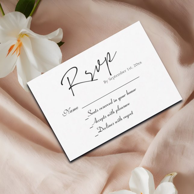 Placa RSVP de Casamento de Script Simples (Criador carregado)