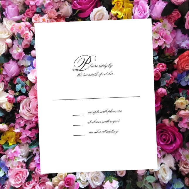 Placa RSVP de Casamento de Script Simples Elegante (Criador carregado)