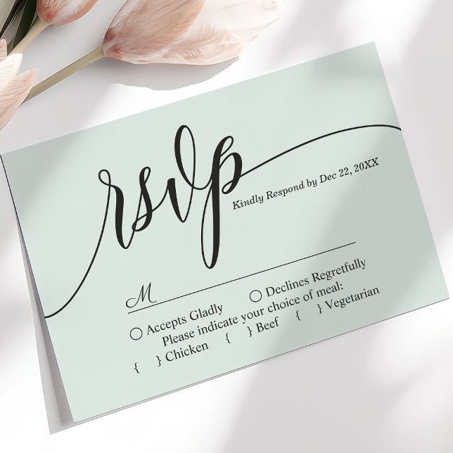 Placa RSVP de Casamento de Script Simples Pastel M (Criador carregado)