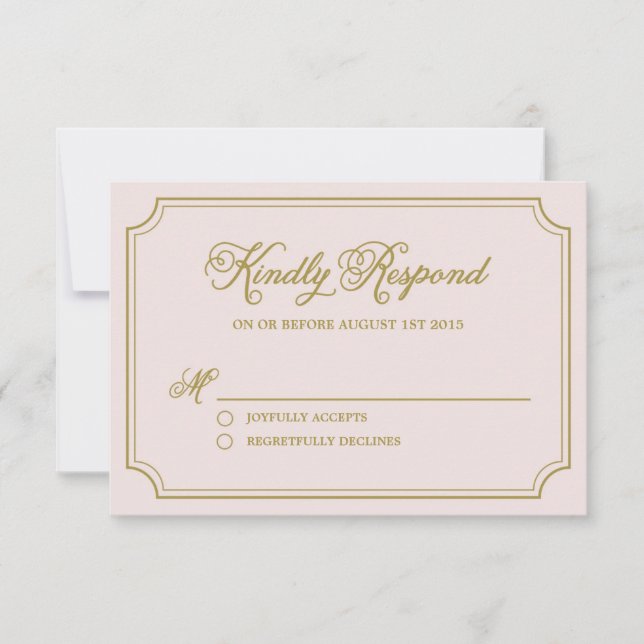 Placa RSVP de Casamento de Script Whimsical Blush  (Frente)