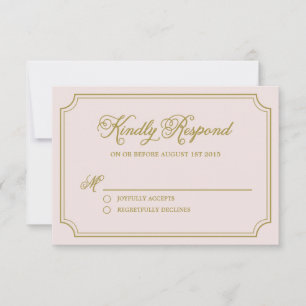Placa RSVP de Casamento de Script Whimsical Blush 