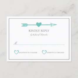 Placa RSVP de Casamento de Setas/Teal e Cinzas