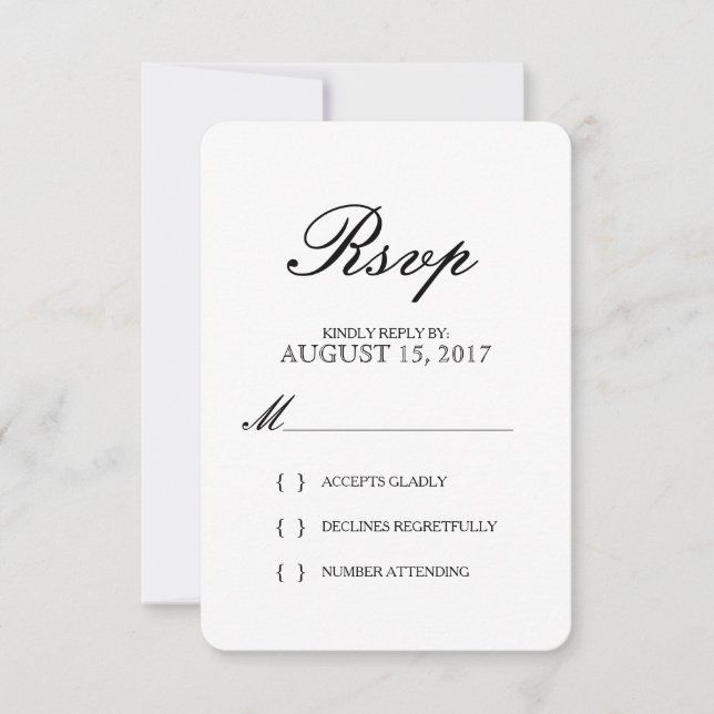 Placa RSVP de Casamento de Tipografia Elegante Sim (Frente)