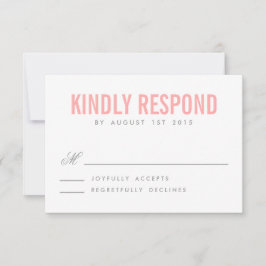 Placa RSVP de Casamento de Tipografia Moderna, ros