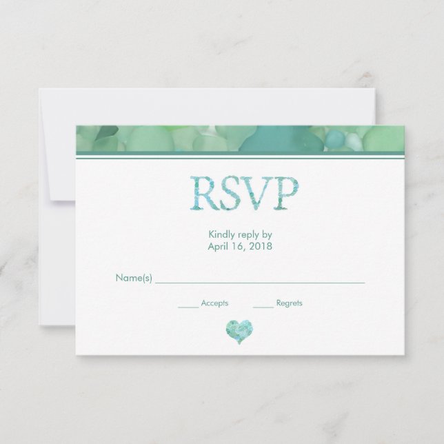 Placa RSVP de Casamento de Vidro do Mar (Frente)