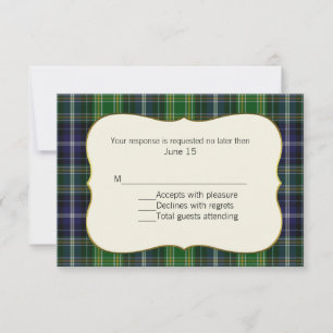 Placa RSVP de Casamento de Xadrez MacKellar Tartan