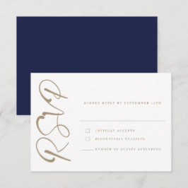 Placa RSVP de Casamento Dourado Mínimo Elegante de