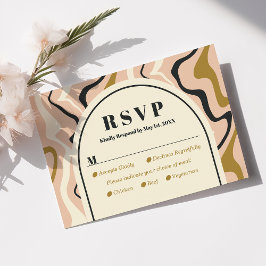 Placa RSVP de Casamento Dourado Preto Cor-de-Rosa 