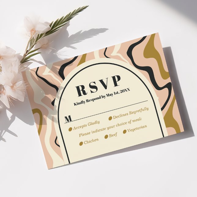 Placa RSVP de Casamento Dourado Preto Cor-de-Rosa  (Criador carregado)