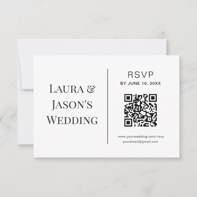 Placa RSVP de Casamento Editável com Código QR (Frente)