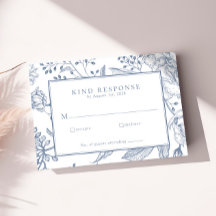 Placa RSVP de Casamento Elegante Floral Periwinkle