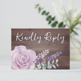 Placa RSVP de Casamento Eucalyptus Floral de Madei