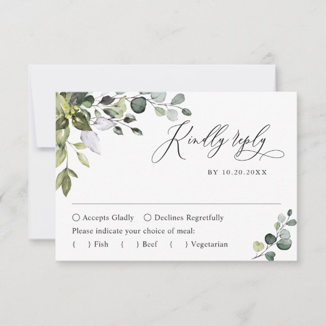 Placa RSVP de Casamento Eucalyptus Simples Elegant (Frente)